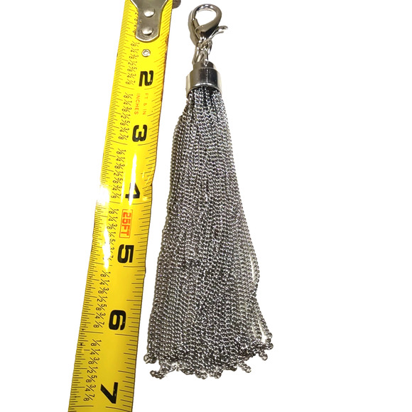 Purse Clip Silver Tone Chain Dangle Tassel - Picture 6 of 6